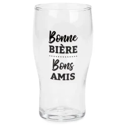 All For Beer*Attitudes Import 2 Beer Glass - Bonne Biere Bons Amis