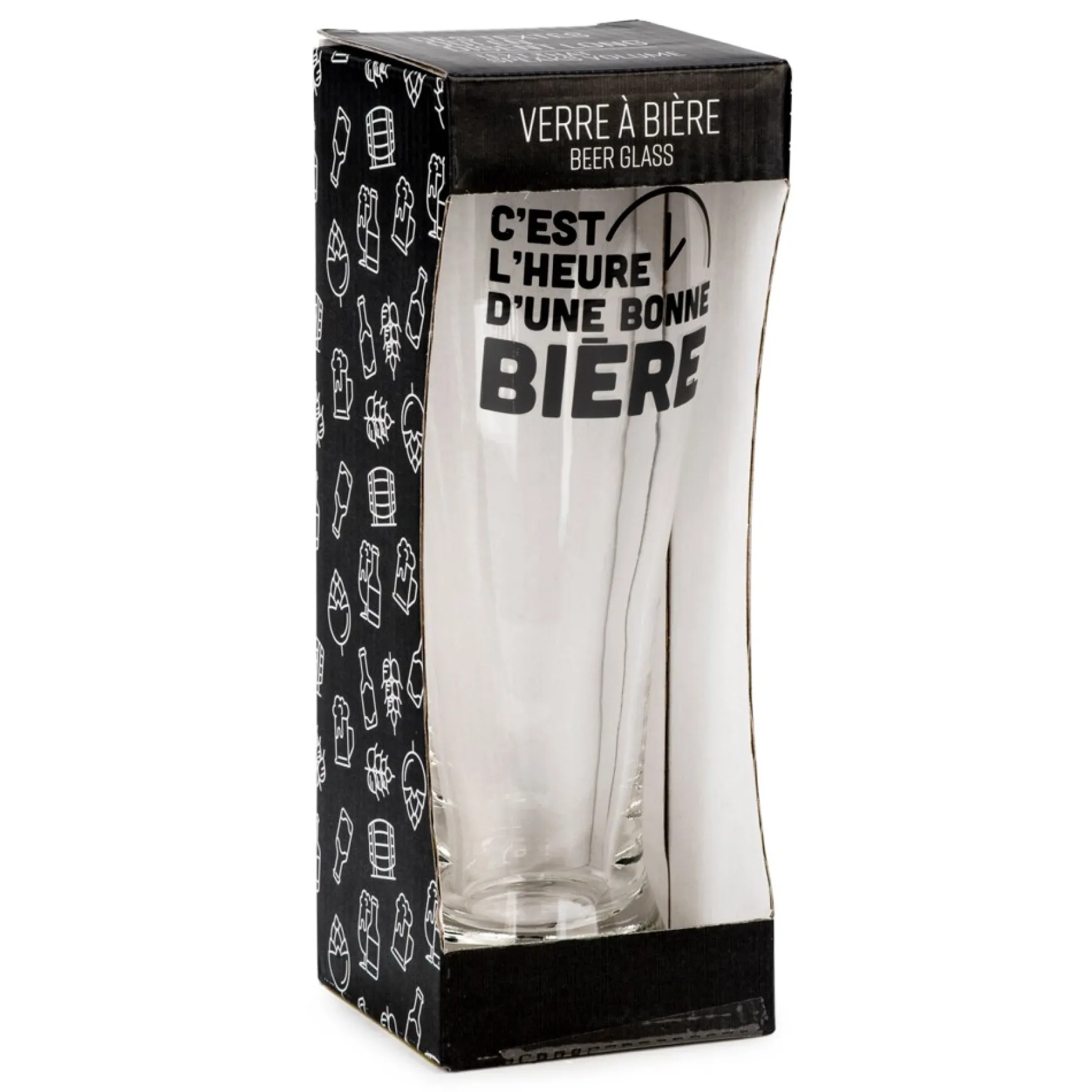 All For Beer*Attitudes Import 2 Beer Glass - C'Est L'Heure D'Une Bonne Biere