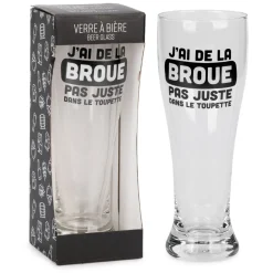 All For Beer*Attitudes Import 2 Beer Glass - J'Ai De La Broue Dans Le Toupet