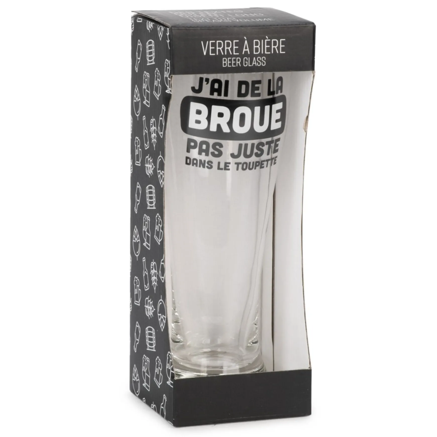 All For Beer*Attitudes Import 2 Beer Glass - J'Ai De La Broue Dans Le Toupet