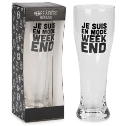 All For Beer*Attitudes Import 2 Beer Glass - Je Suis En Mode Week-End