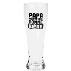 All For Beer*Attitudes Import 2 Beer Glass - Papa Merite Une Bonne Biere