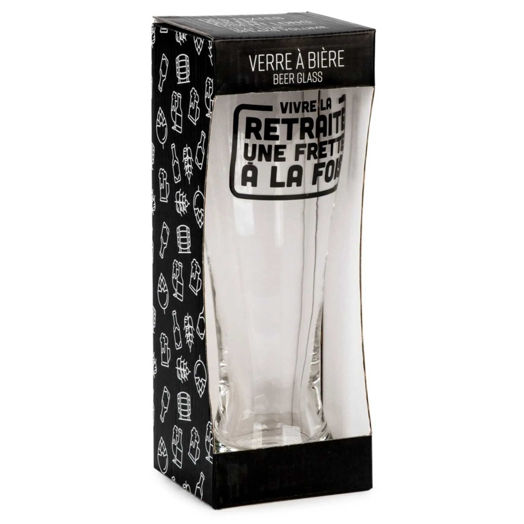 All For Beer*Attitudes Import 2 Beer Glass - Vivre La Retraite Une Frette A La Fois