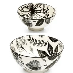 Dishware*Intercontinental Mercantile Black Flowers Bowl - Kiri