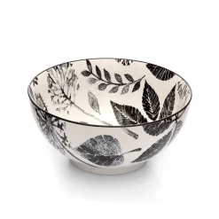 Dishware*Intercontinental Mercantile Black Flowers Bowl - Kiri