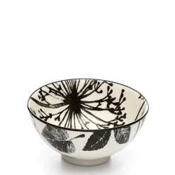 Dishware*Intercontinental Mercantile Black Flowers Bowl - Kiri
