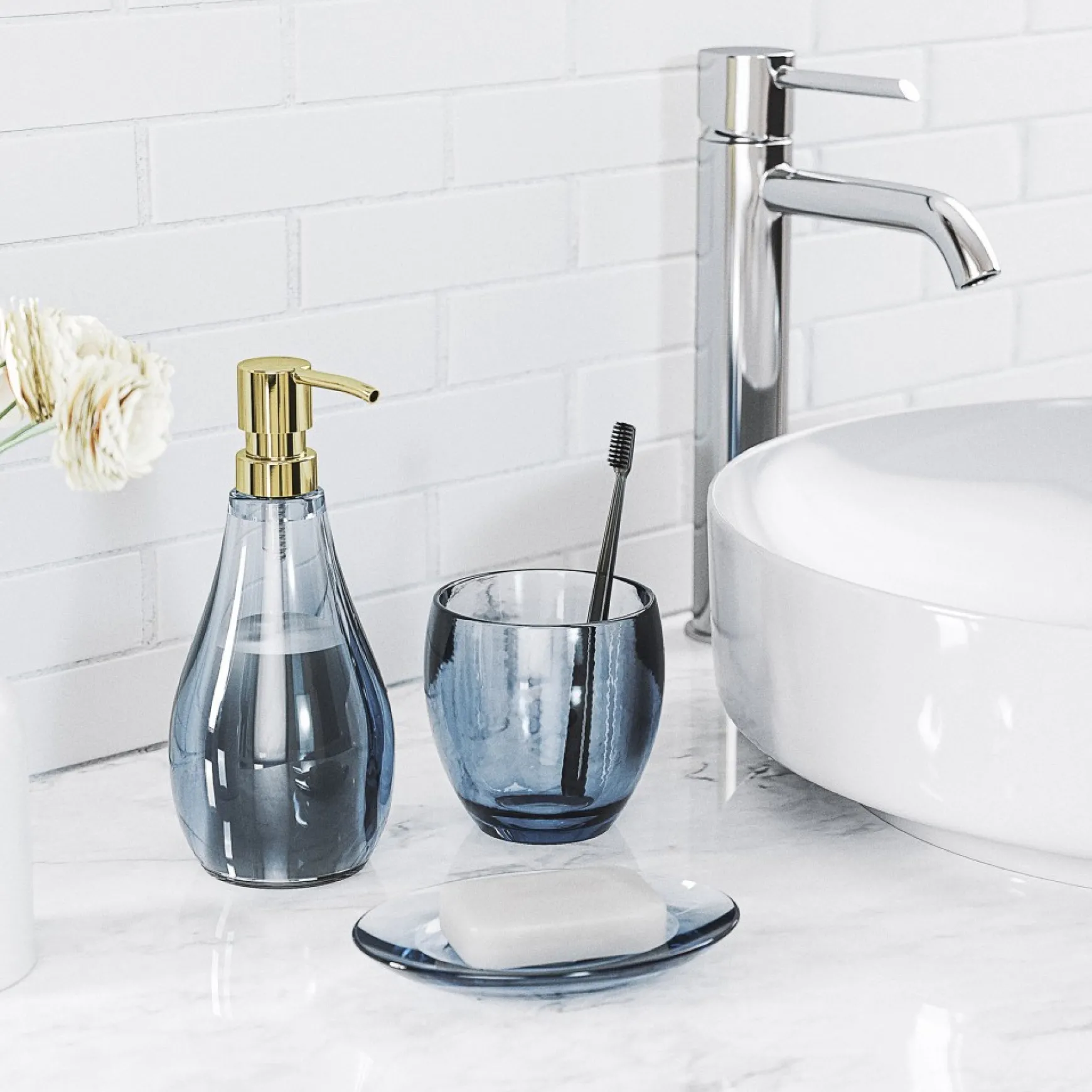 Bathroom*Umbra Blue Bath Accessories – Droplet