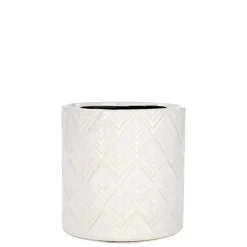 Vases & Pots*Attitudes Import 2 Diamond Pattern Pot - Ivory