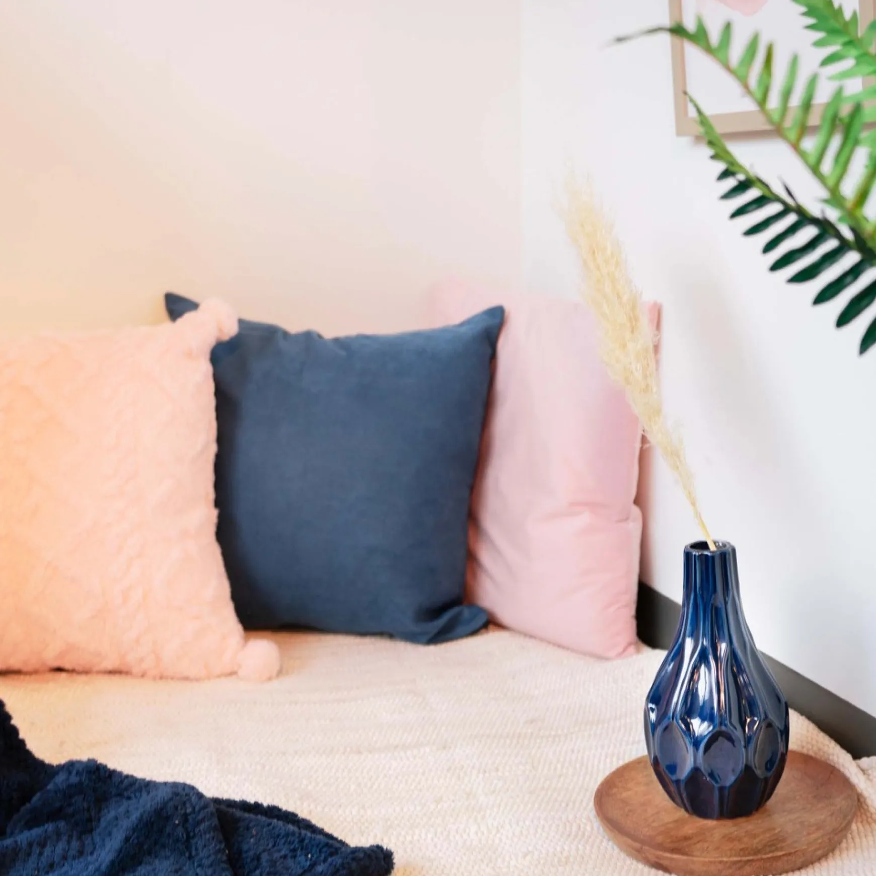 Cushions*Agence K Faux Suede Cushion - Blue