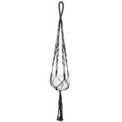 Planters*Attitudes Import Macrame Planter With Glass Pot - Black