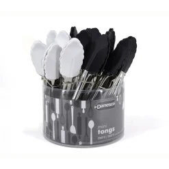 Preparation & Cooking*Danesco Mini Silicone Tongs - Black & White