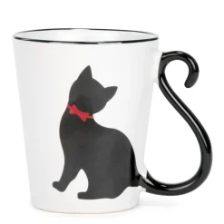 Mugs With Text*Attitudes Import Mug With Black Cat - White