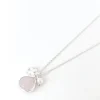 Necklaces*Caracol Necklace With Natural Stones Pendant - Silver & Pink