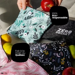 Lunches*Les textiles Patlin Reusable Medium Snack Bag - Green Flower
