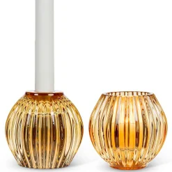 Candle Holders*Abbott Reversible Glass Candle Holder - Amber