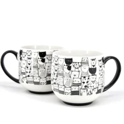 Mugs*Danesco Set Of 2 Coffee Cups - Cats