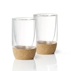 Mugs*Ricardo Set Of 2 Double Wall Glasses With Cork Base