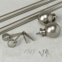 Poles & Curtains*Umbra Silver Curtain Rod - Bolas