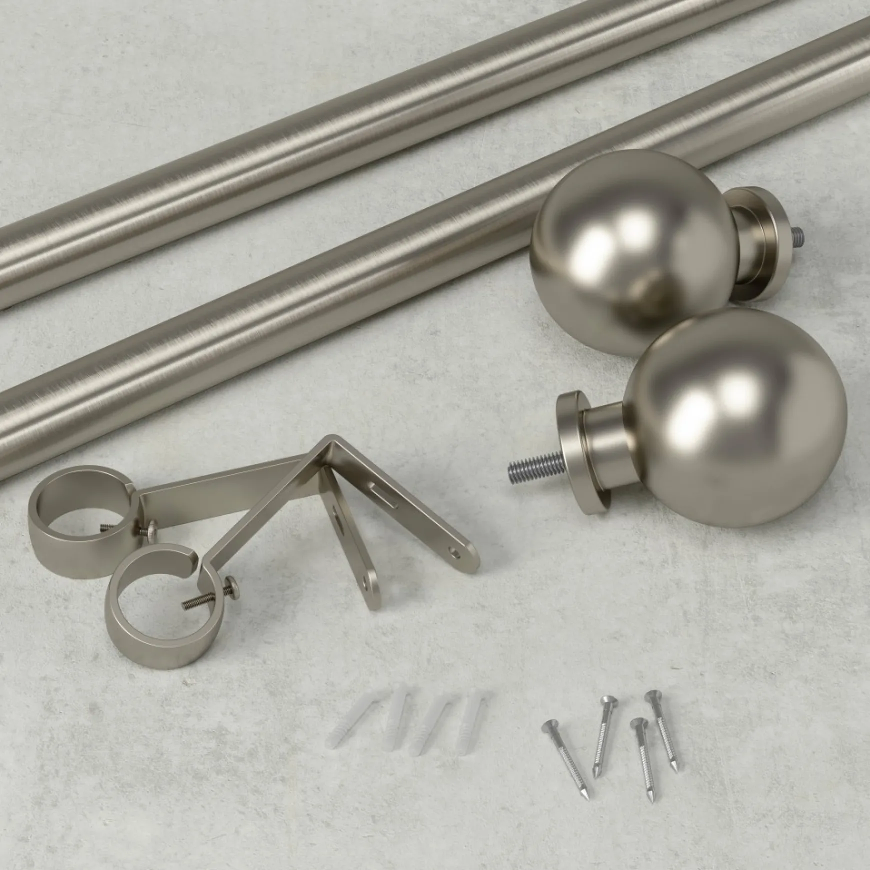 Poles & Curtains*Umbra Silver Curtain Rod - Bolas