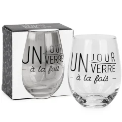 Products With Text*Attitudes Import Steamless Wine Glass - Un Jour/Verre A La Fois