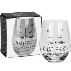 Products With Text*Attitudes Import Stemless Wine Glass - Chat-Pristi
