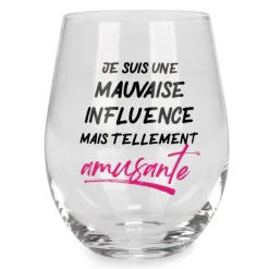 Products With Text*Attitudes Import Stemless Wine Glass - Mauvaise Influence