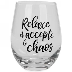All For Wine*Attitudes Import Stemless Wine Glass - Relaxe Et Accepte Le Chaos