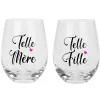 Products With Text*Attitudes Import 2 Stemless Wine Glass - Telle Mere Telle Fille
