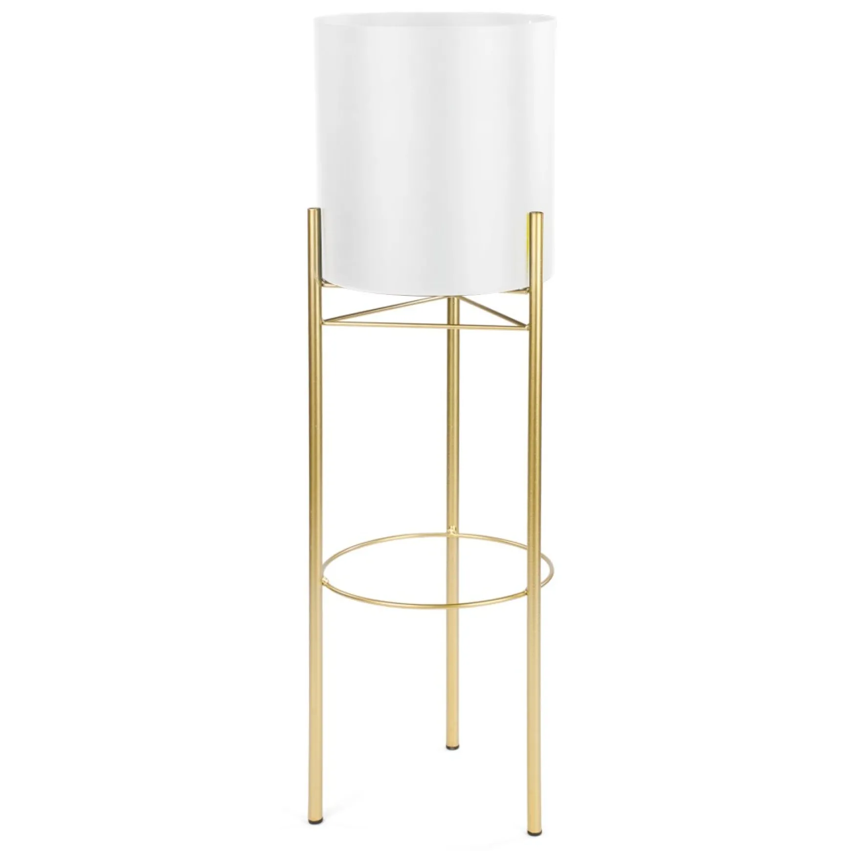 Vases & Pots*Attitudes Import 2 White Pot On Golden Stand