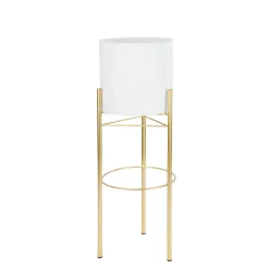 Vases & Pots*Attitudes Import 2 White Pot On Golden Stand