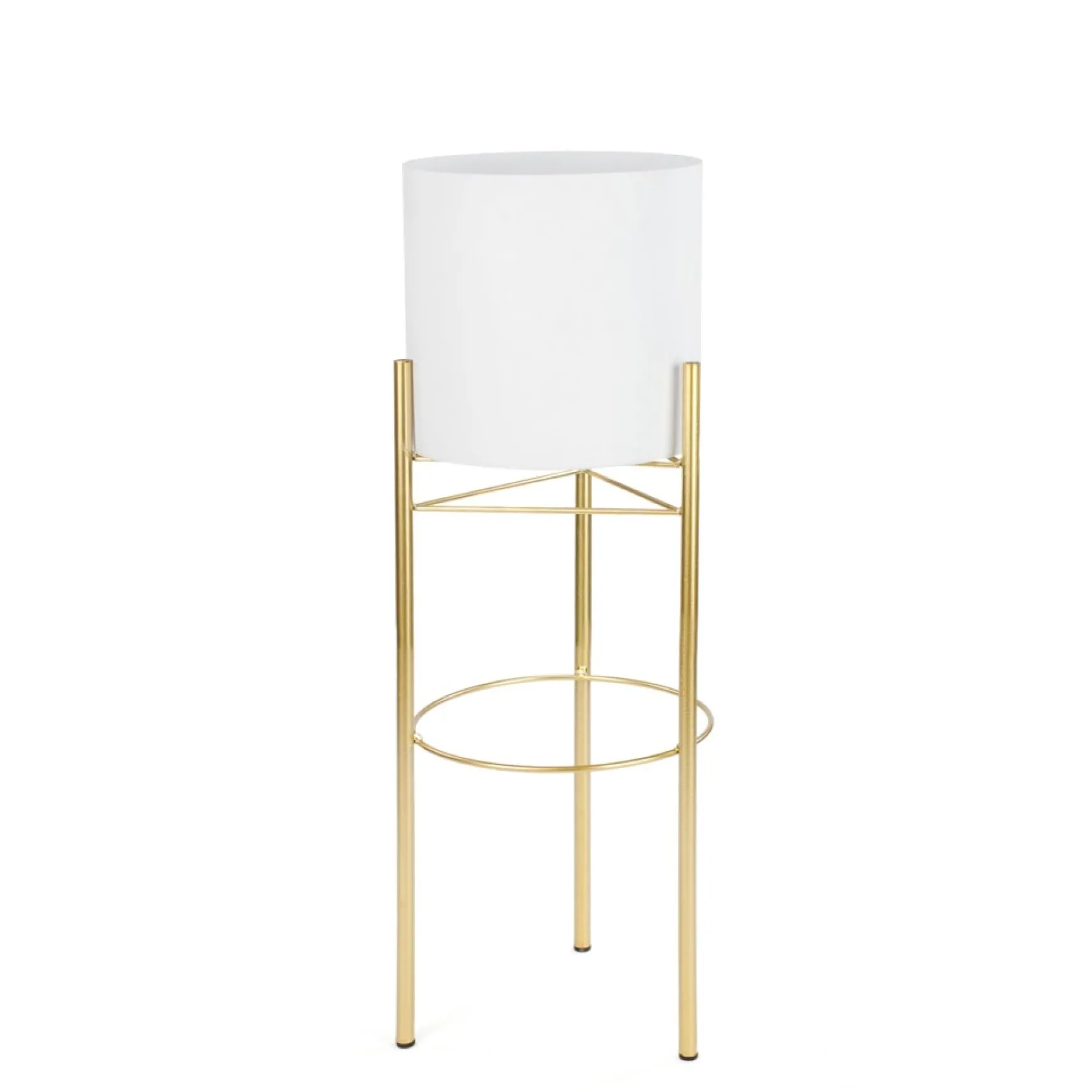 Vases & Pots*Attitudes Import 2 White Pot On Golden Stand
