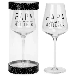 Products With Text*Attitudes Import 2 Wine Glass - Papa Tu Es Le Meilleur