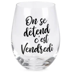 Products With Text*Attitudes Import 2 Wine Glass Without Stem - C'Est Vendredi